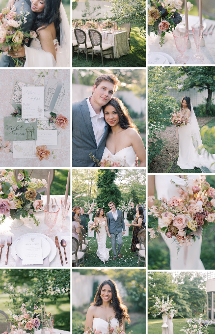 collage image of photos taken at a spring wedding